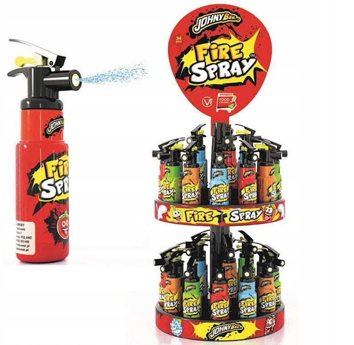 Johny Bee Fire Spray Sladkosti Ve Spreji Hasicí Přístroje 34 Ks (25 ML)