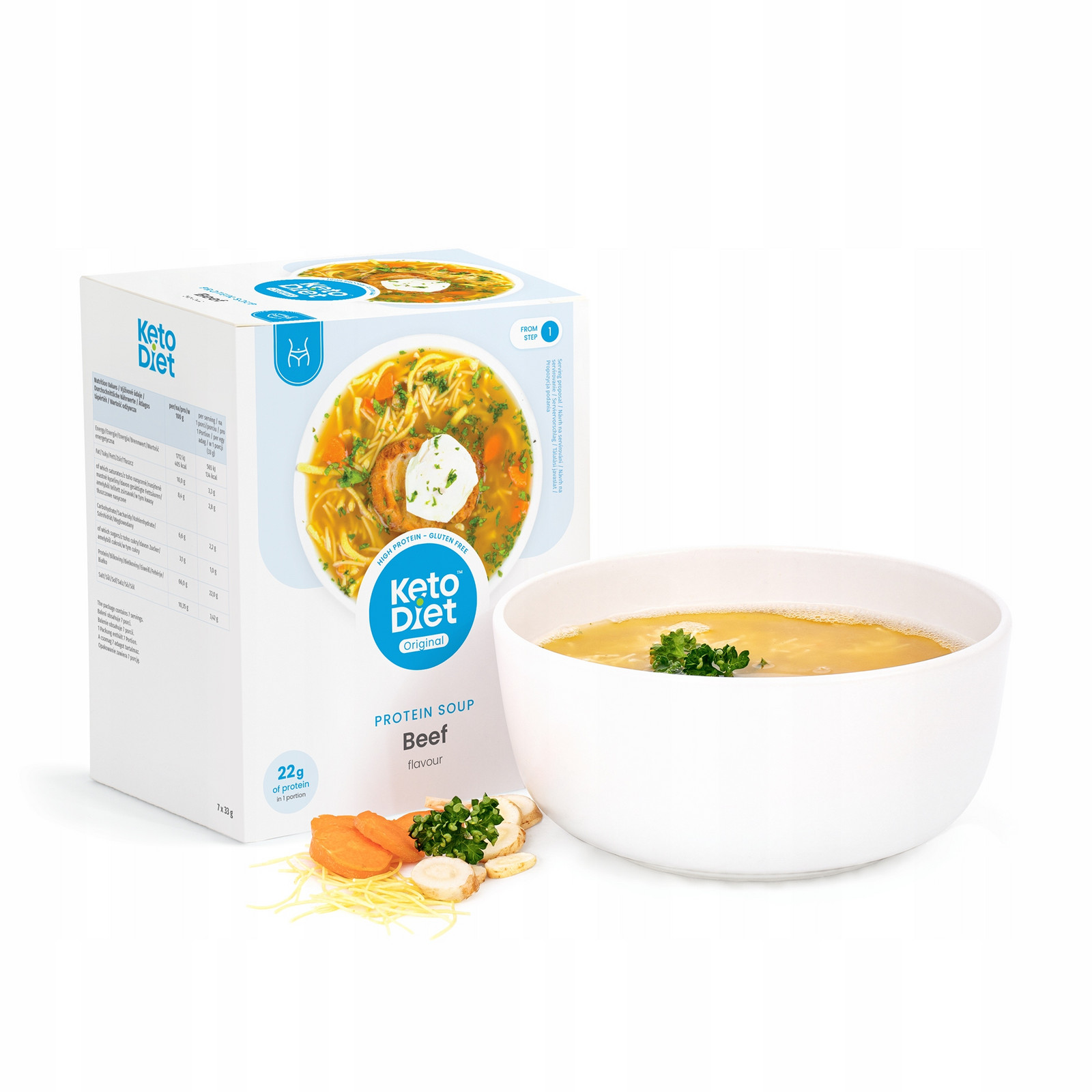 KetoDiet Proteinová polévka hovězí s nudlemi (7 porcí)