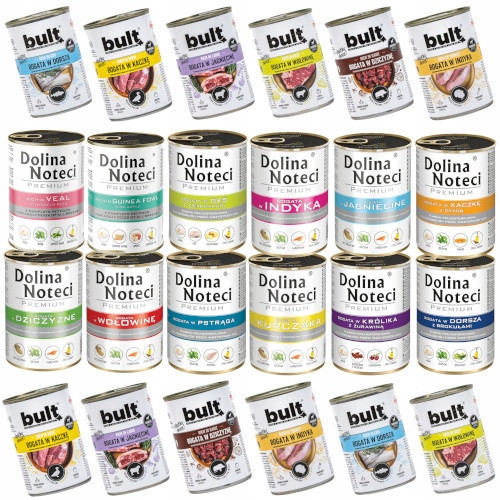 Sada krmivo mokré pro psa mix 24x400g: 12x Bult 12x Dolina Noteci