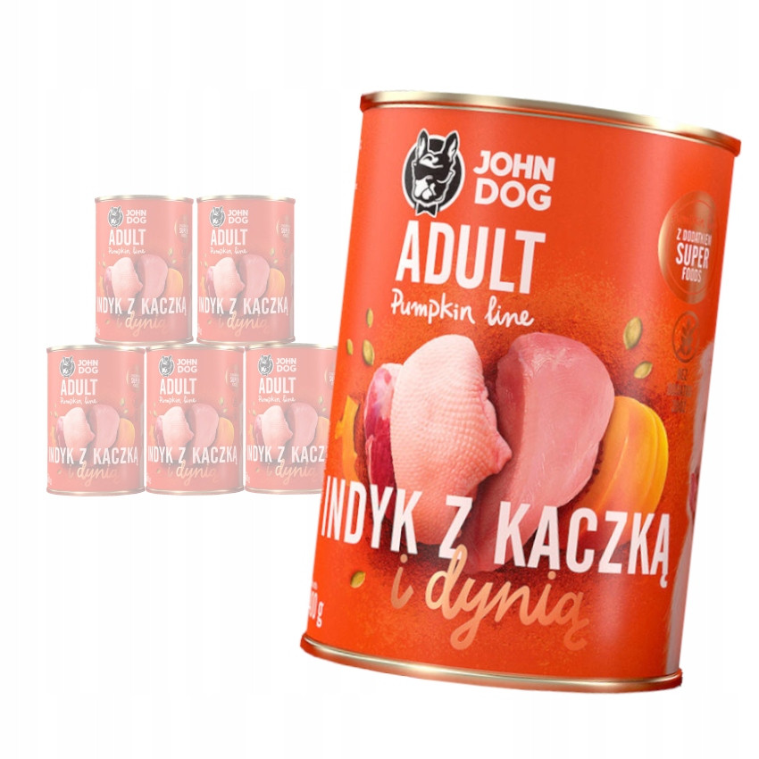 John Dog Mokra krmivo Psa krůta Kačka Dýně 6x400g