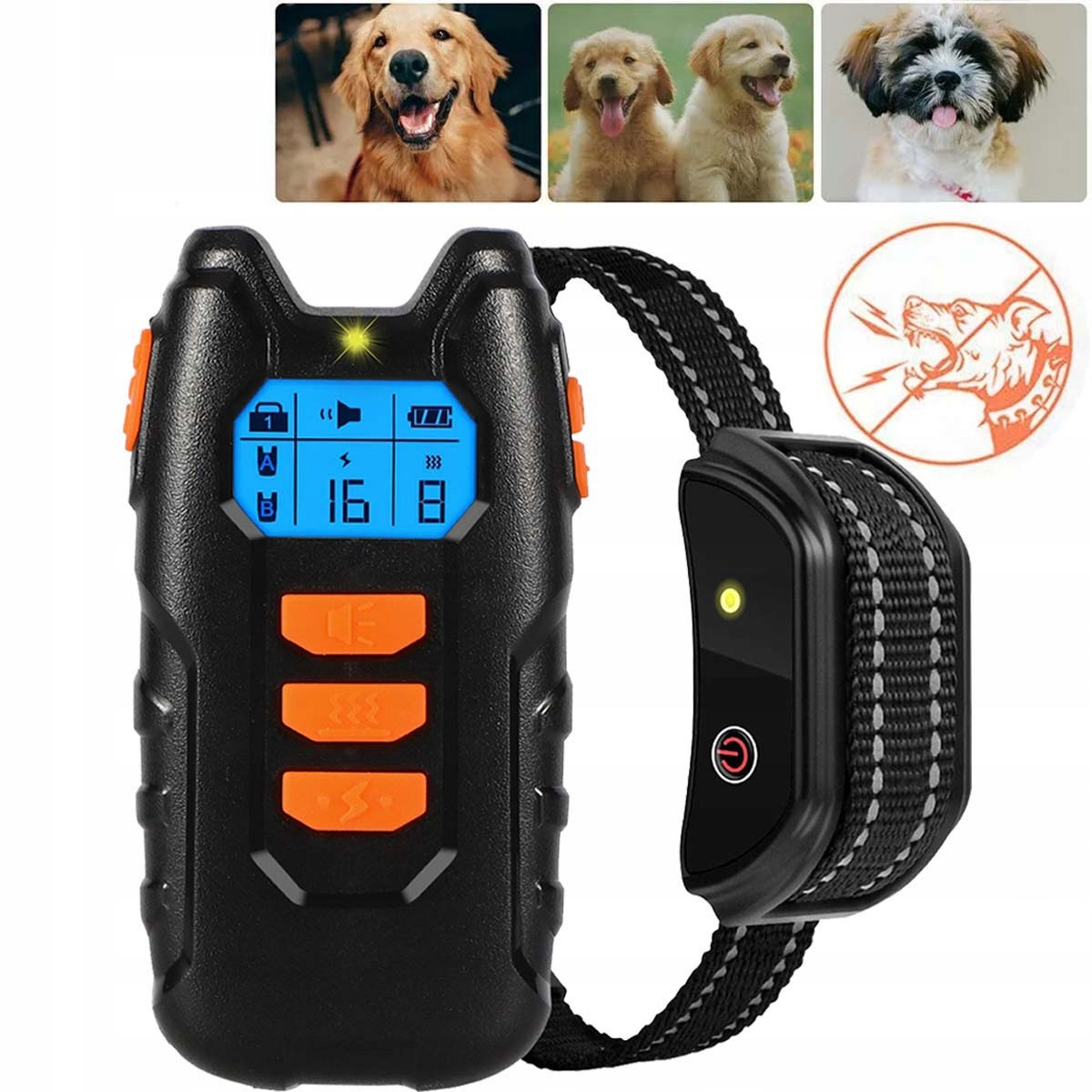 Elektrický Výcvikový Obojek Pro Psy Protištěkací Dálkové Ovládání Lampička