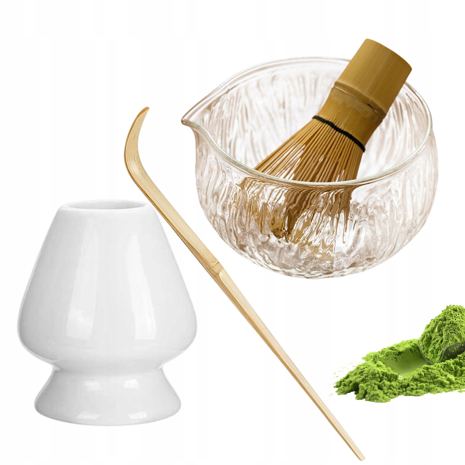 Matcha Sada na Čaj Denní Šálek Metla Podstavec Lžička