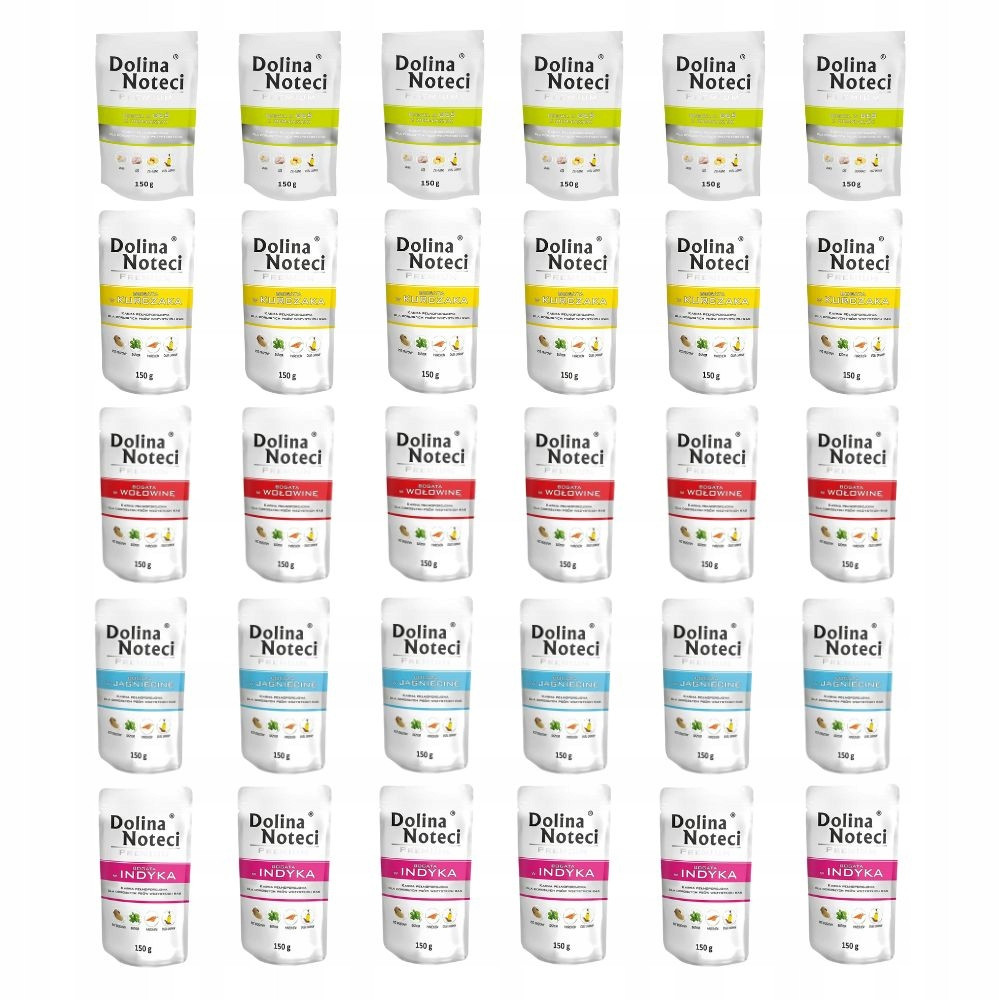 Vlhké krmivo pro psy Dolina Noteci Premium Mix Chutí 30 x 150g Kapsičky