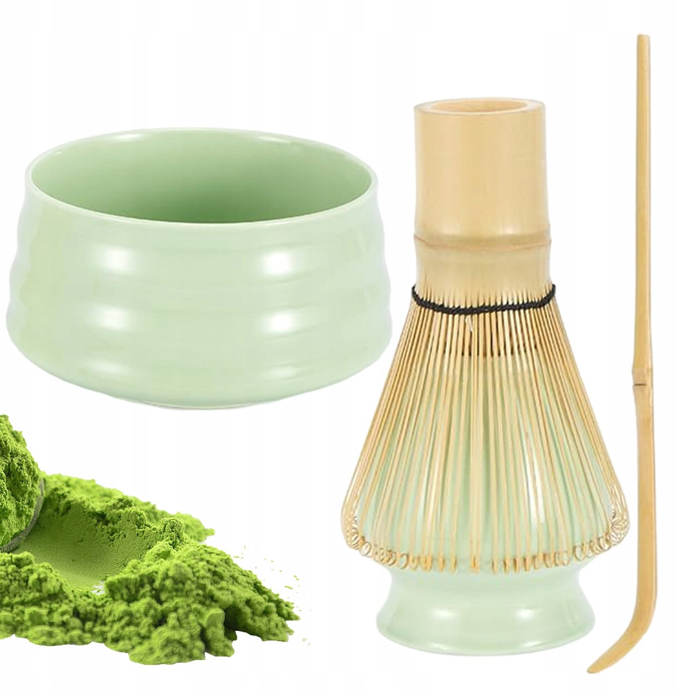 Matcha Přírodní Keramický Bambus Tradiční Dárková Sada 4 Ks