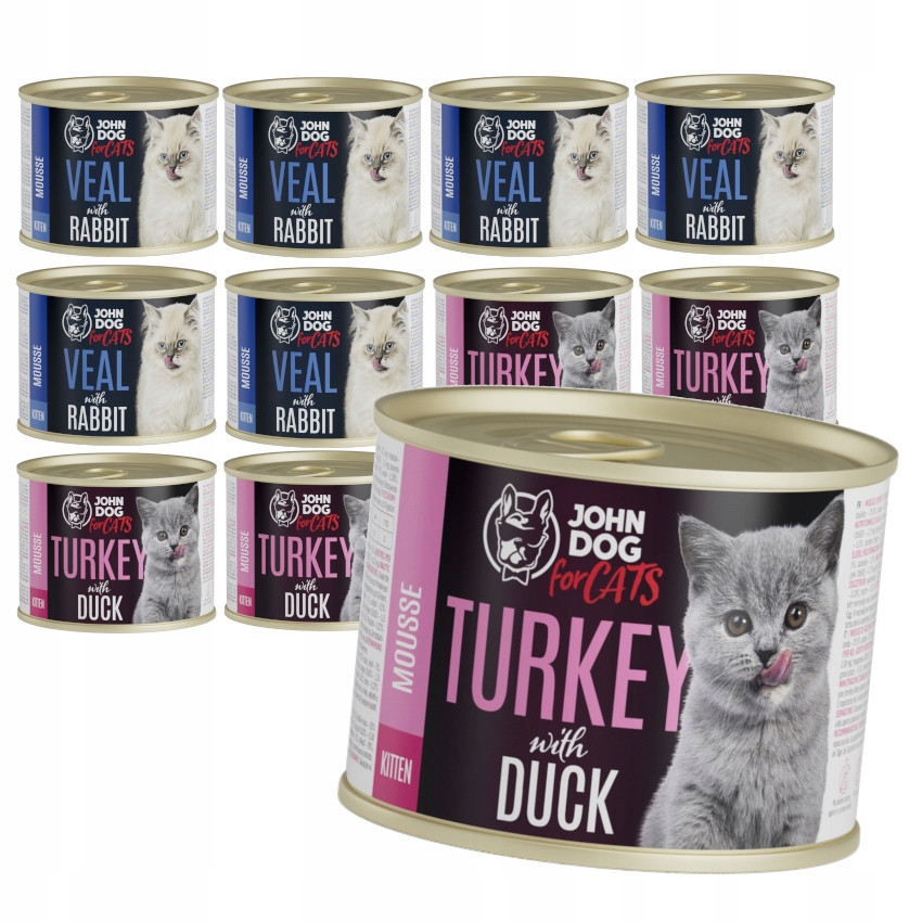 John Dog for Cats Telecí pěna s králíkem 24x200g Mokré Krmivo pro koťata