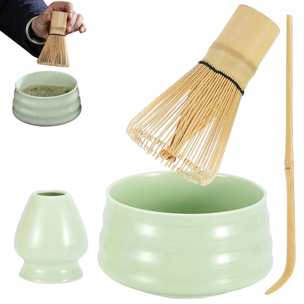 4KS Sada Nářadí Matcha Přírodní Keramický Bambus Začátečník