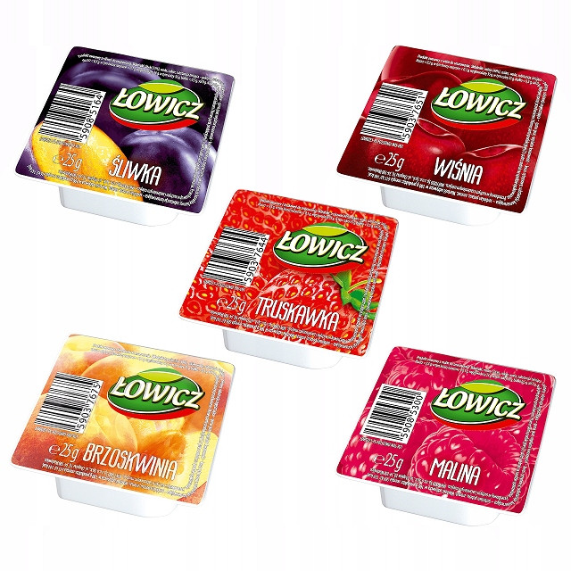 Łowicz Ovocný džem Mini 25 g x 120 ks, mix 6 příchutí