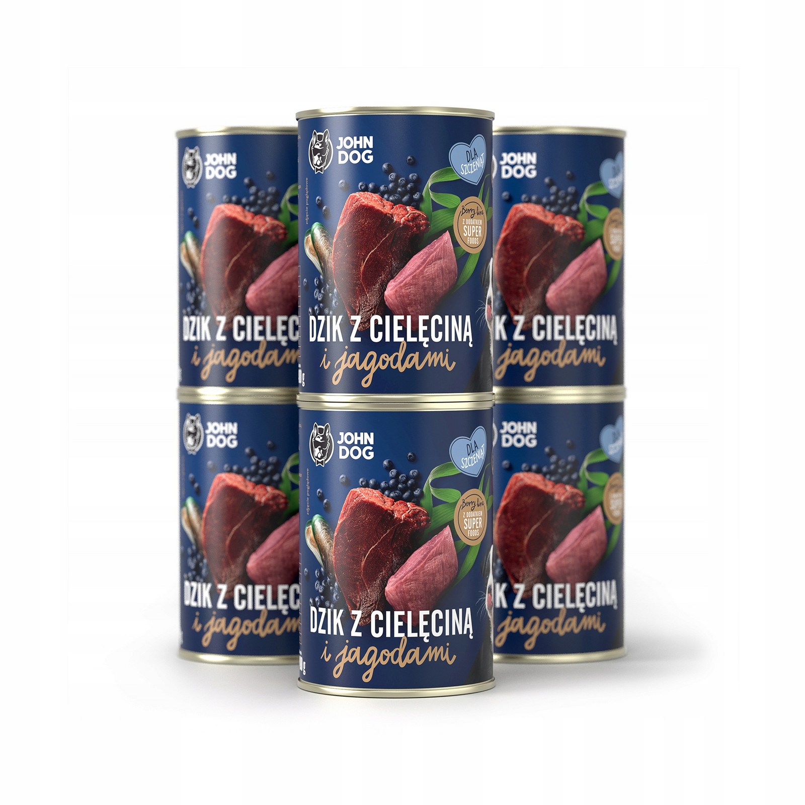 John Dog štěně divočák telecí bobule 6x400 g