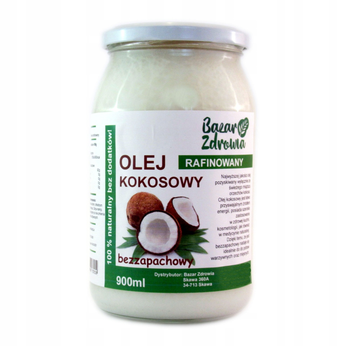 4 x Kokosový olej Bezzapachový Rafinovaný 900ml