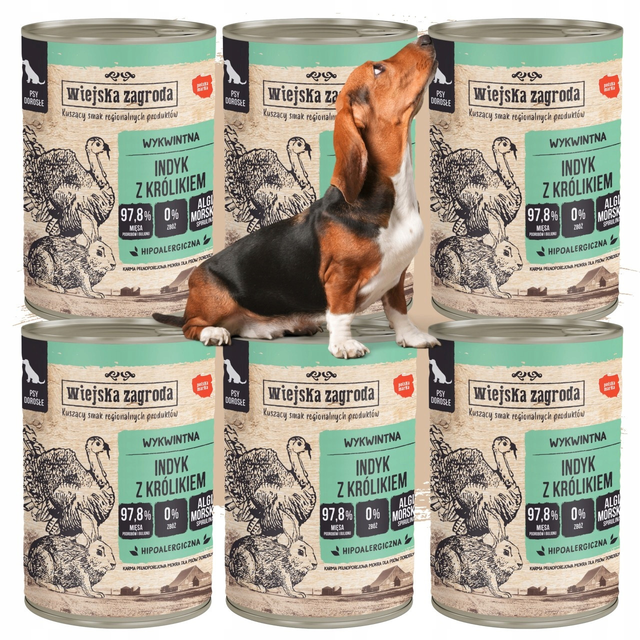 Krmivo Mokré Pro Psa Wiejska Zagroda Krůta s králíkem 6 x 400 g Kompletní