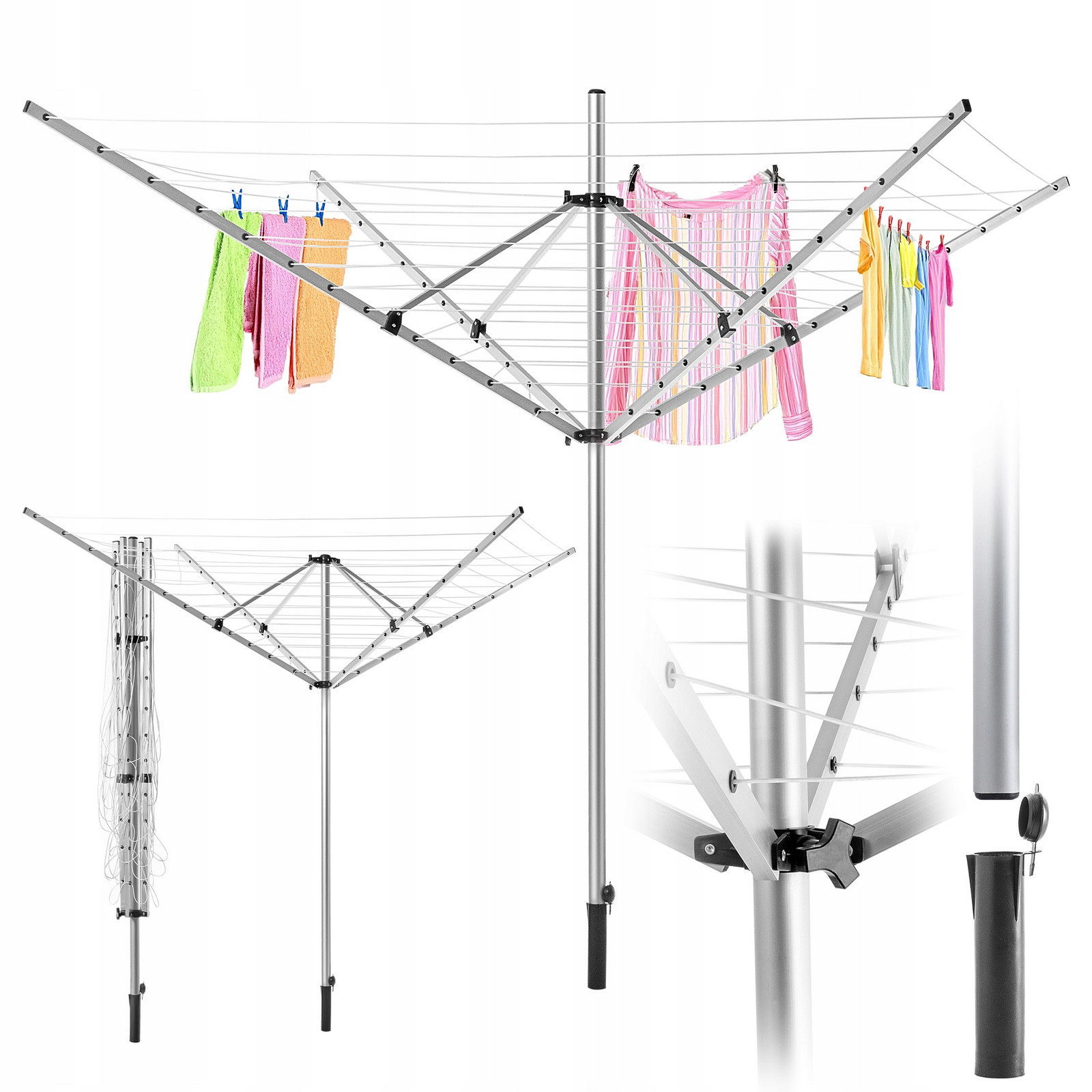 Sušák Na Prádlo Zahradní Otočná Výkonná XXL Velká 50 m Kotva