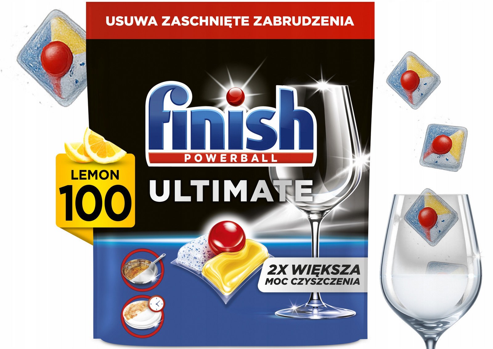 Finish Kapsle Do Myčky Ultimate Lemon 2x Silnější Na Nádobí 100 ks