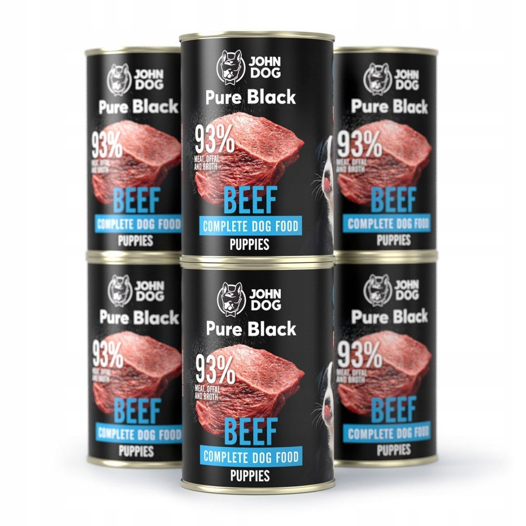 6X John Dog krmivo Štěňat Pure Black Hovězí
