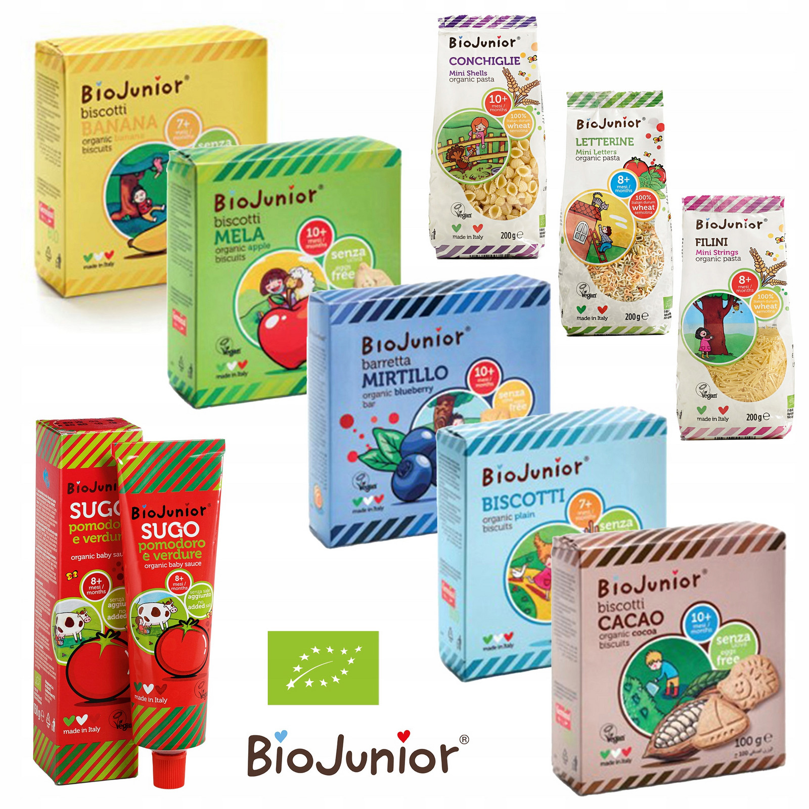 Sada Organických Těstovin Omáčka Rajčatová Sušenky Biojunior