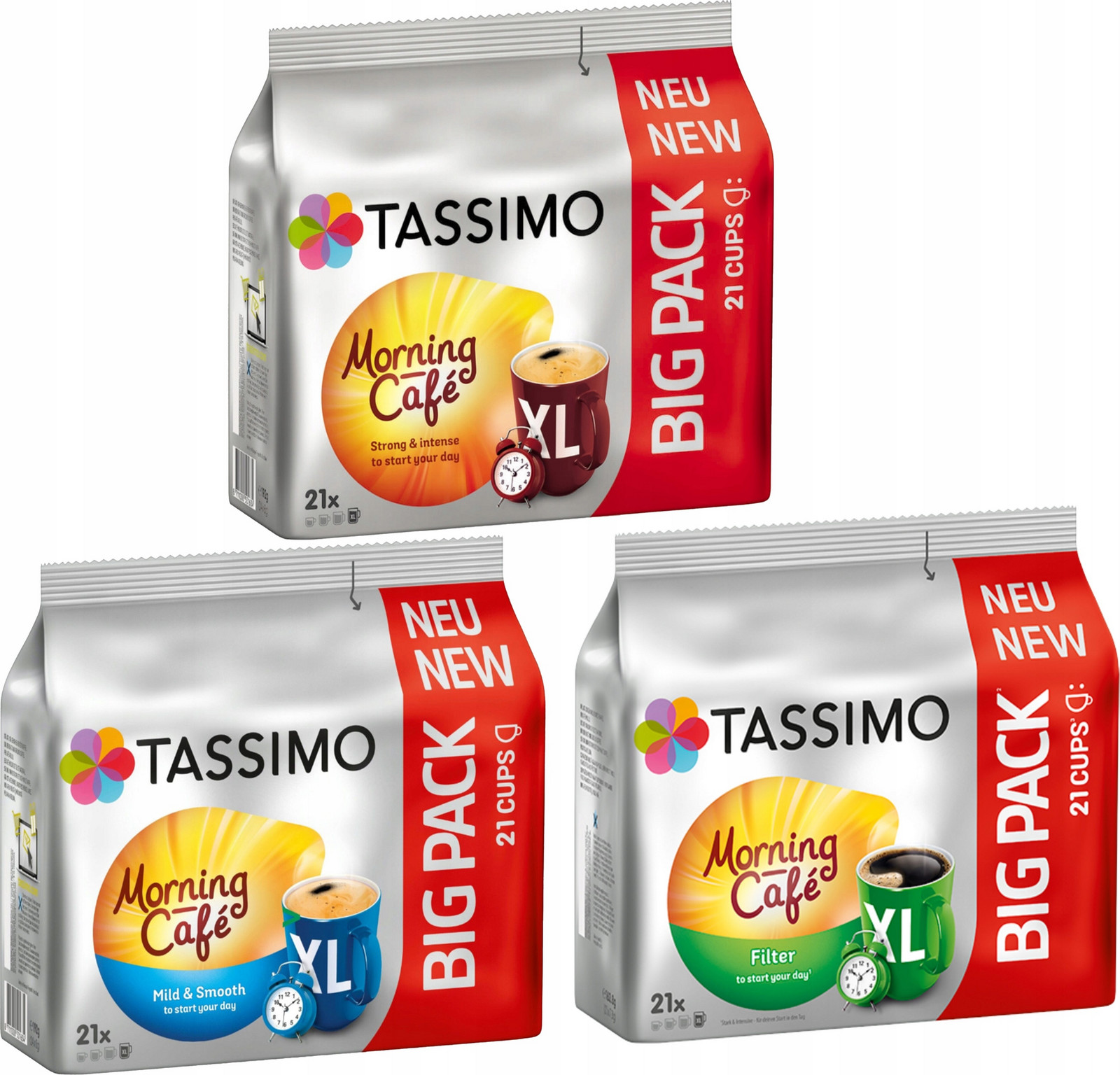 Sada Tassimo káva Jacobs Morning Cafe 3 druhy 3 x 21 kusů