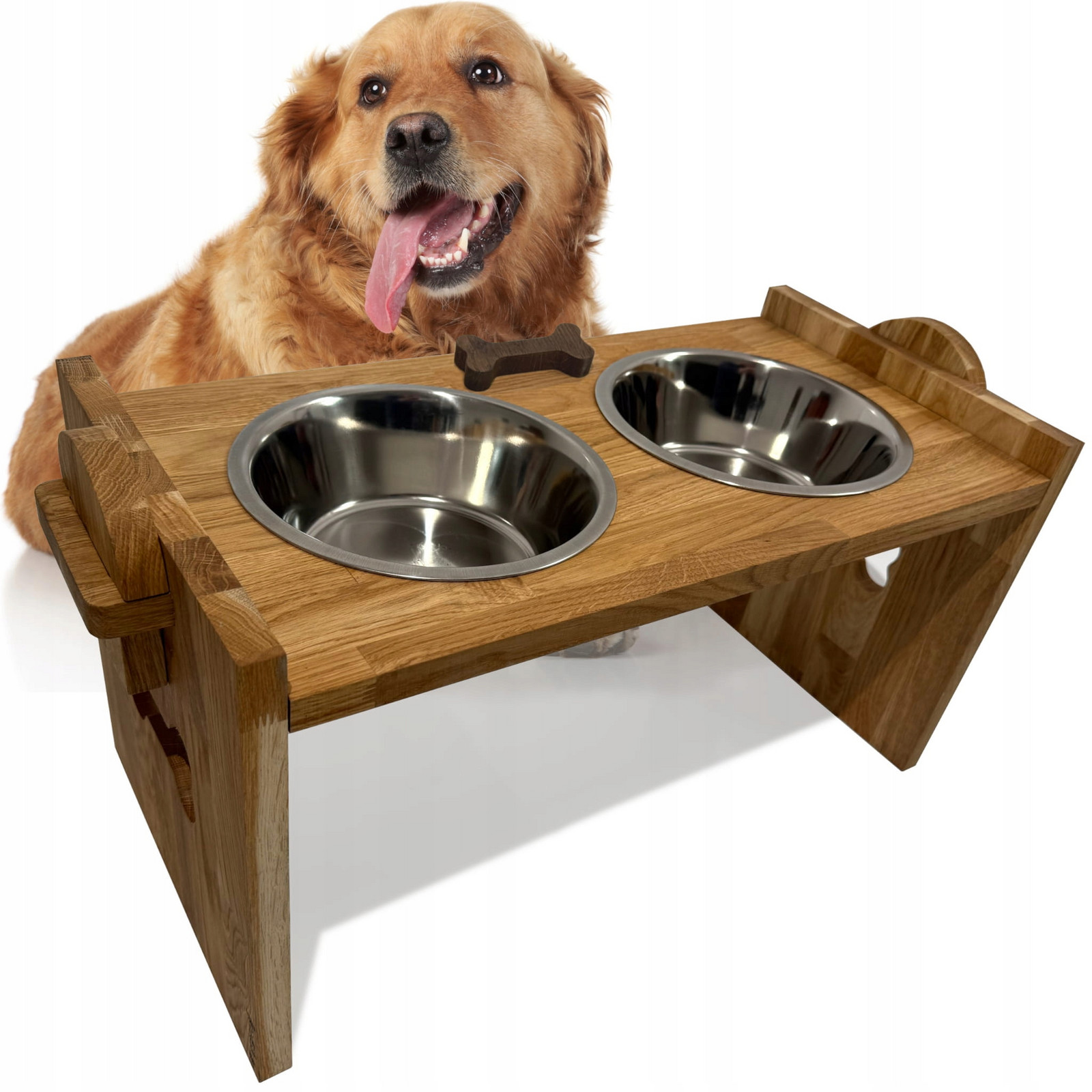 Miska pro psa misky na dřevěném stojanu, stojan na misky na stojanu XXL