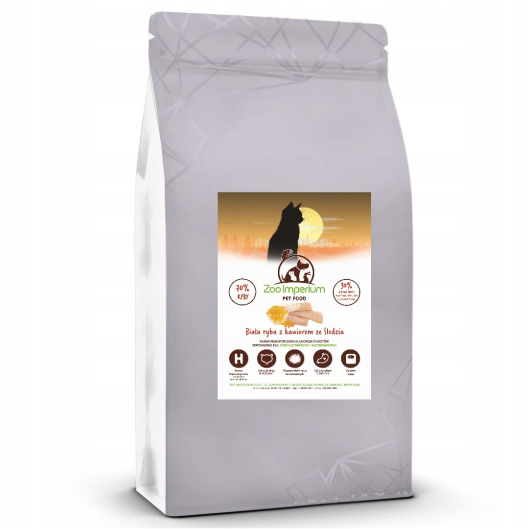 Suché Krmivo bez obilovin pro sterilizované kočky Bílá Ryba Kaviár 1,5 kg