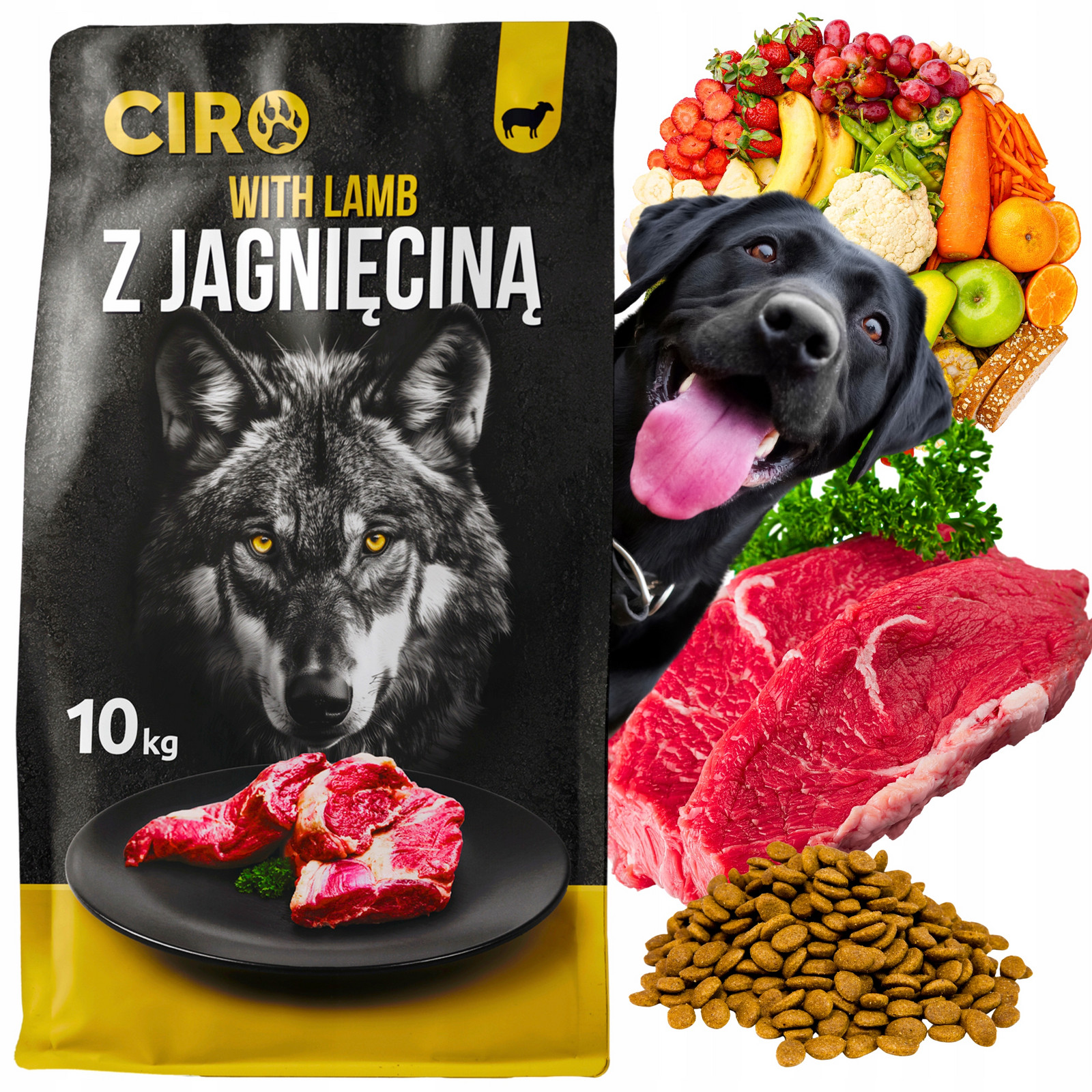 Suché Krmivo pro psa 10 kg S Jehněčím Masem 41% Masa Ciro Bez Kuřecího Masa Složení