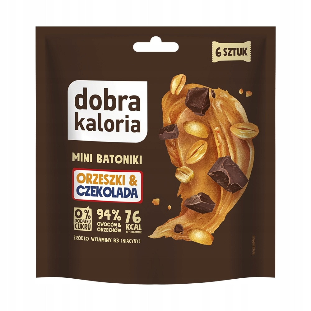 Dobra Kaloria Mini tyčinky s oříšky a čokoláda 108 g Set: 7 ks