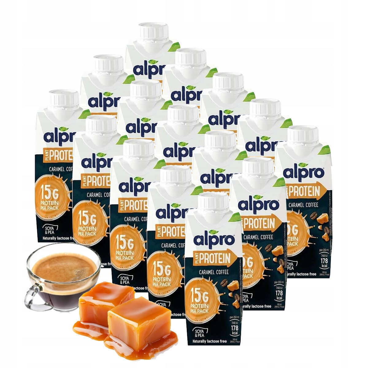 Sójový nápoj vysokoproteinová příchuť karamel káva Alpro Caramel Coffee 15x250ml