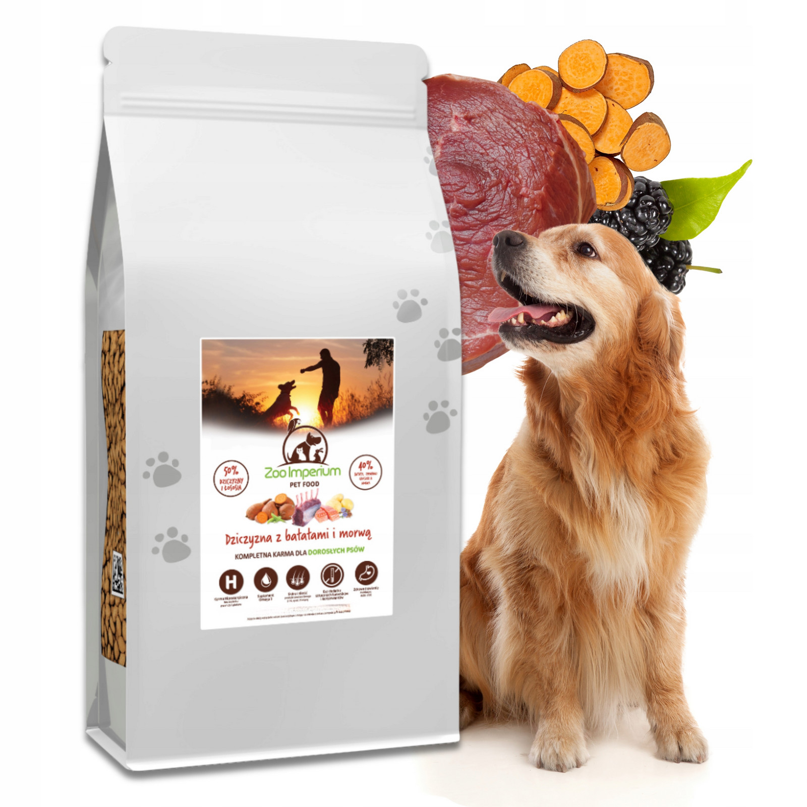 Suché Krmivo pro psa Zoo Imperium Bez obilovin Zvěřina Jelen Losos Batáty 6 kg