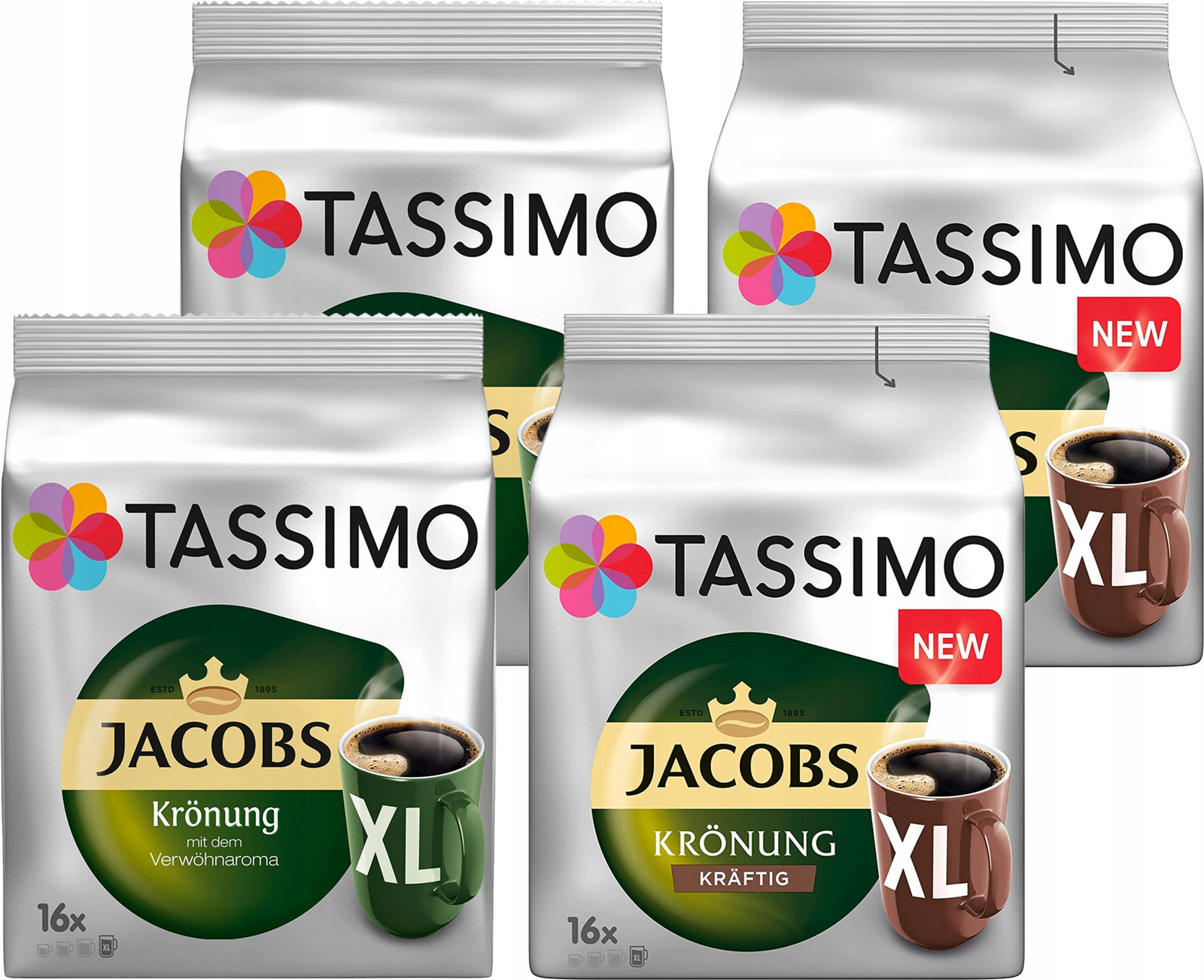 káva Tassimo Kronung XL a Kronung Kraftig XL Sada 4 x 16 kusů