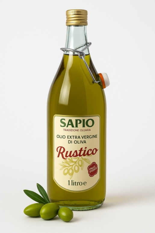 Extra panenský olivový olej Italský Nefiltrovaný Čerstvý Rustico Sapio 1L