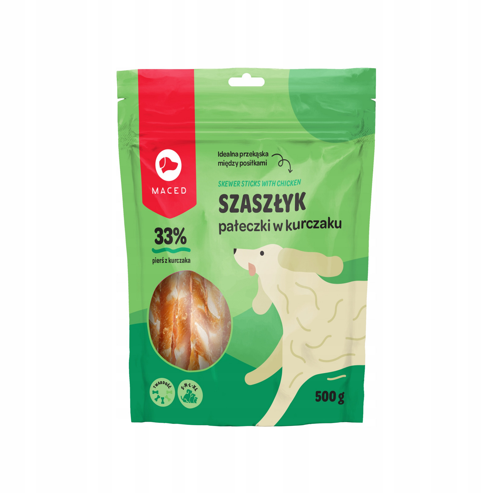 Maced Kousátka Pamlsek Pamlsek pro psa Hovězí tyčinky s kuřecím masem 500G