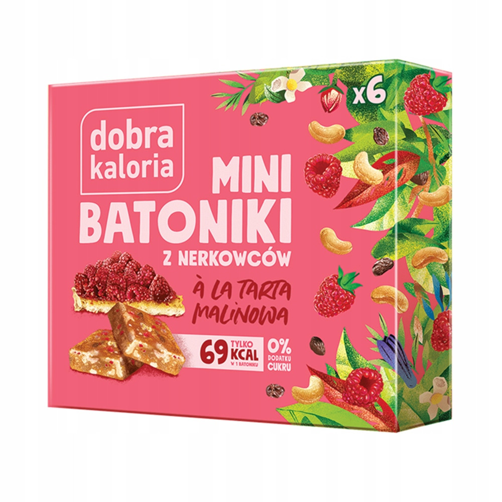 Dobra Kaloria Mini tyčinky z kešu a'la tarta malinová Sada: 14 ks