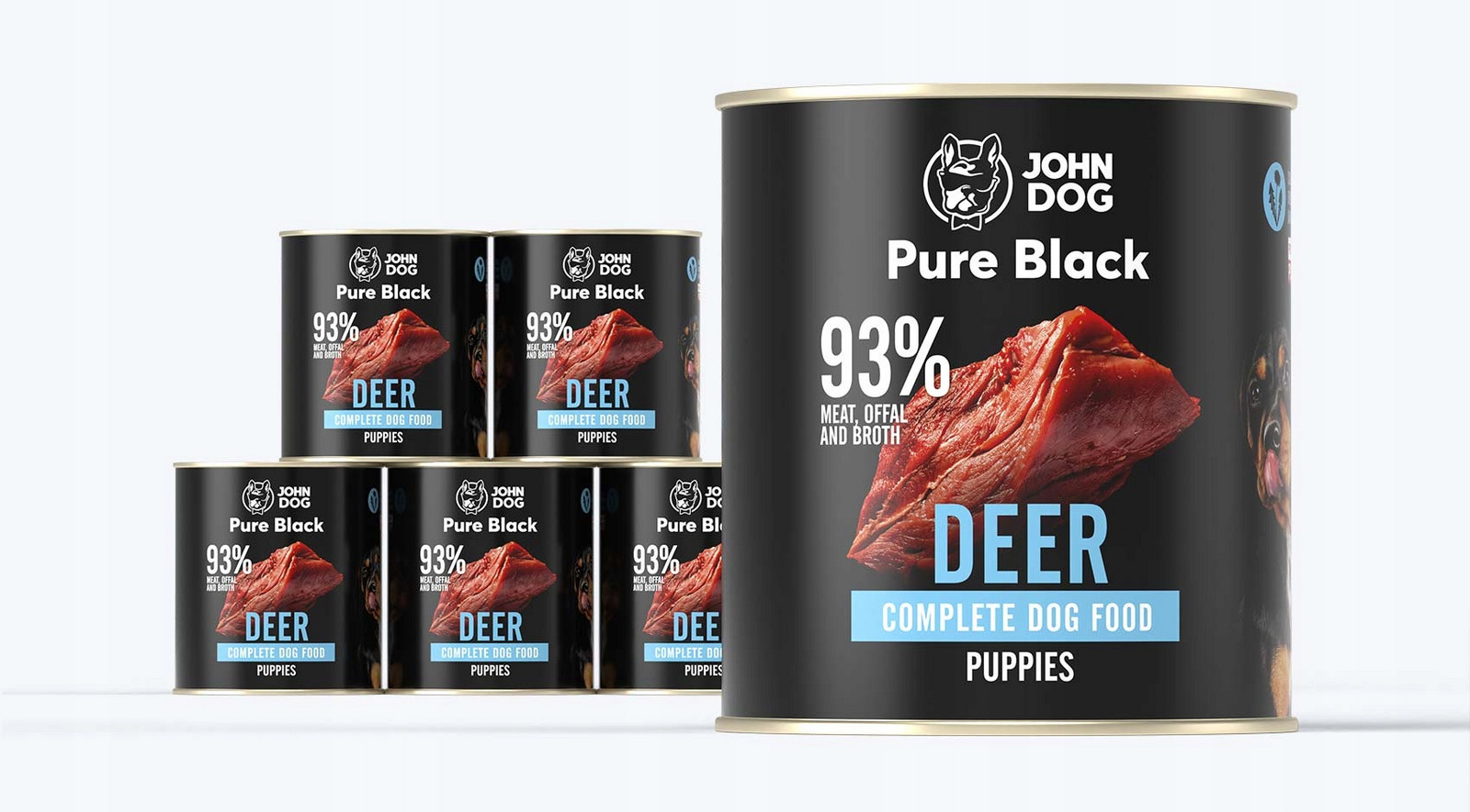 John Dog Pure Black Junior krmivo mokrý jelen 6x800