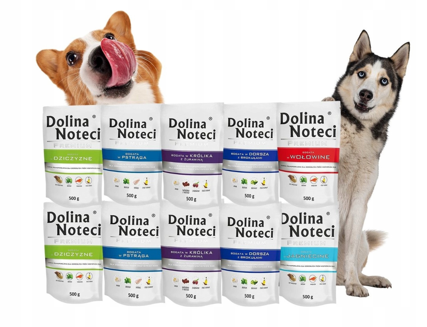 Dolina Noteci Premium Vlhké krmivo pro psy Bez Drůbeže mix chutí 10x500g