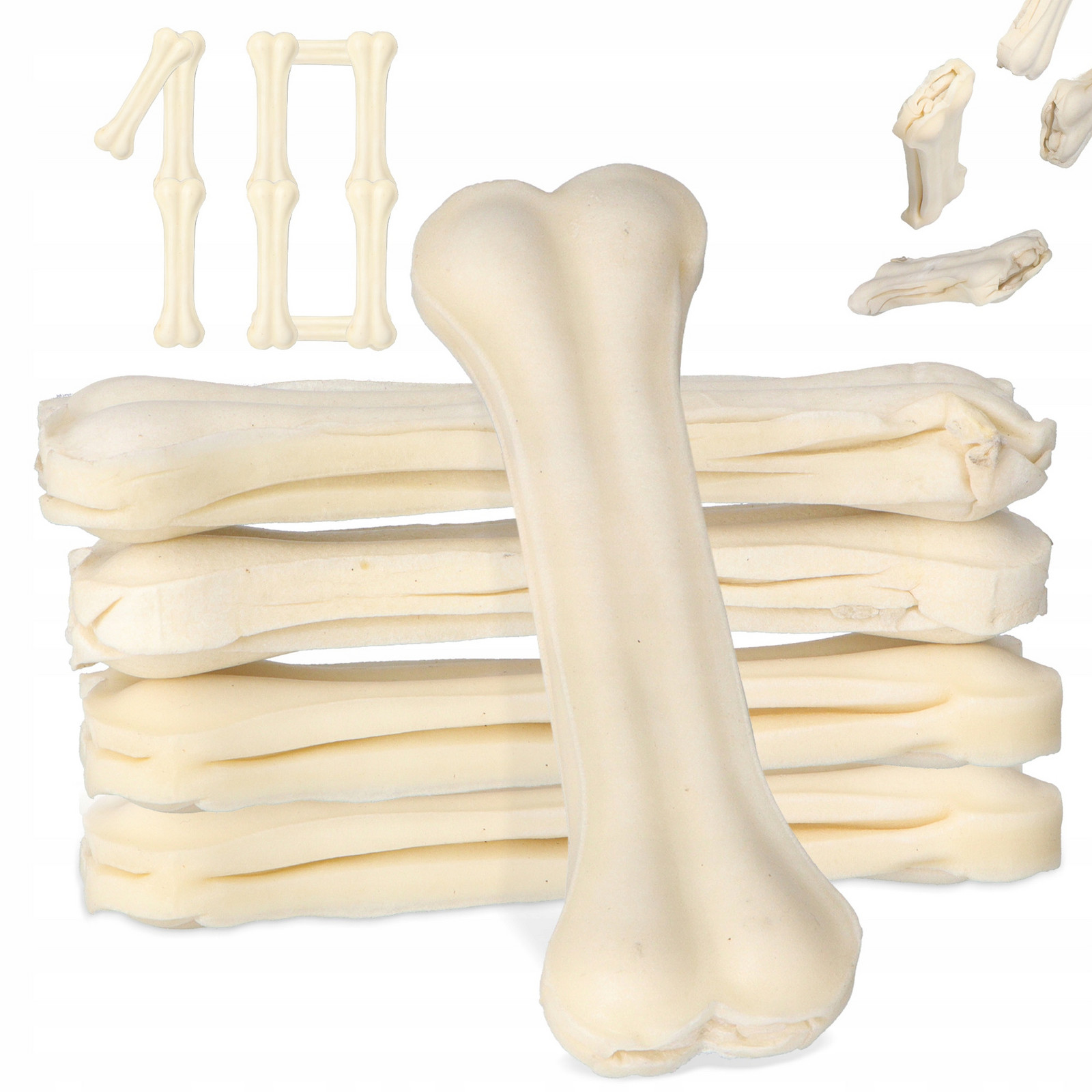 10x Kost Psa Lisovaná Přírodní 16 cm Kousátko Pochoutky Pamlsek Hovězí Žvýkání