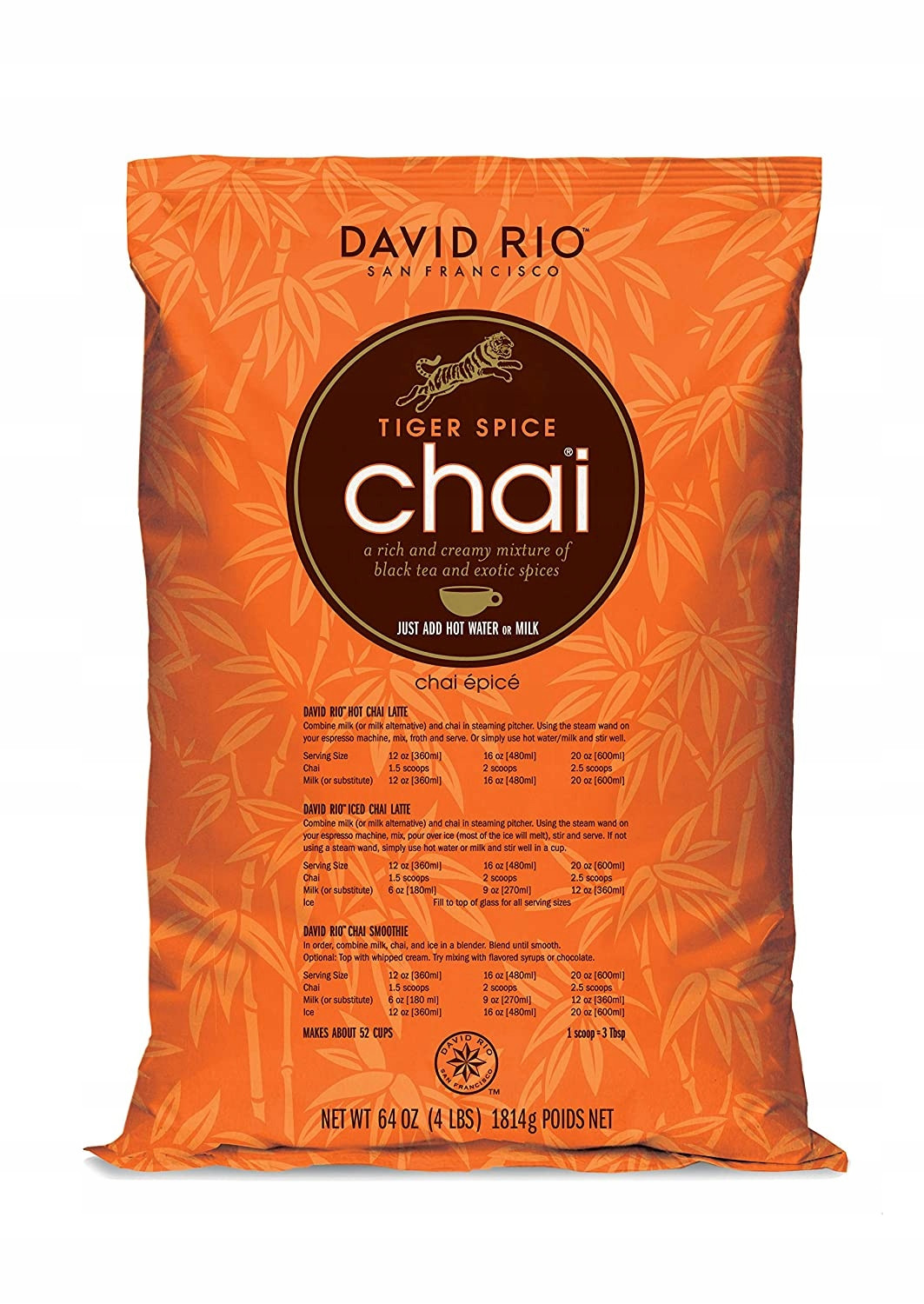 Čaj Chai instantní v prášku nápoj David Rio sáček Tiger Spice 1814 g