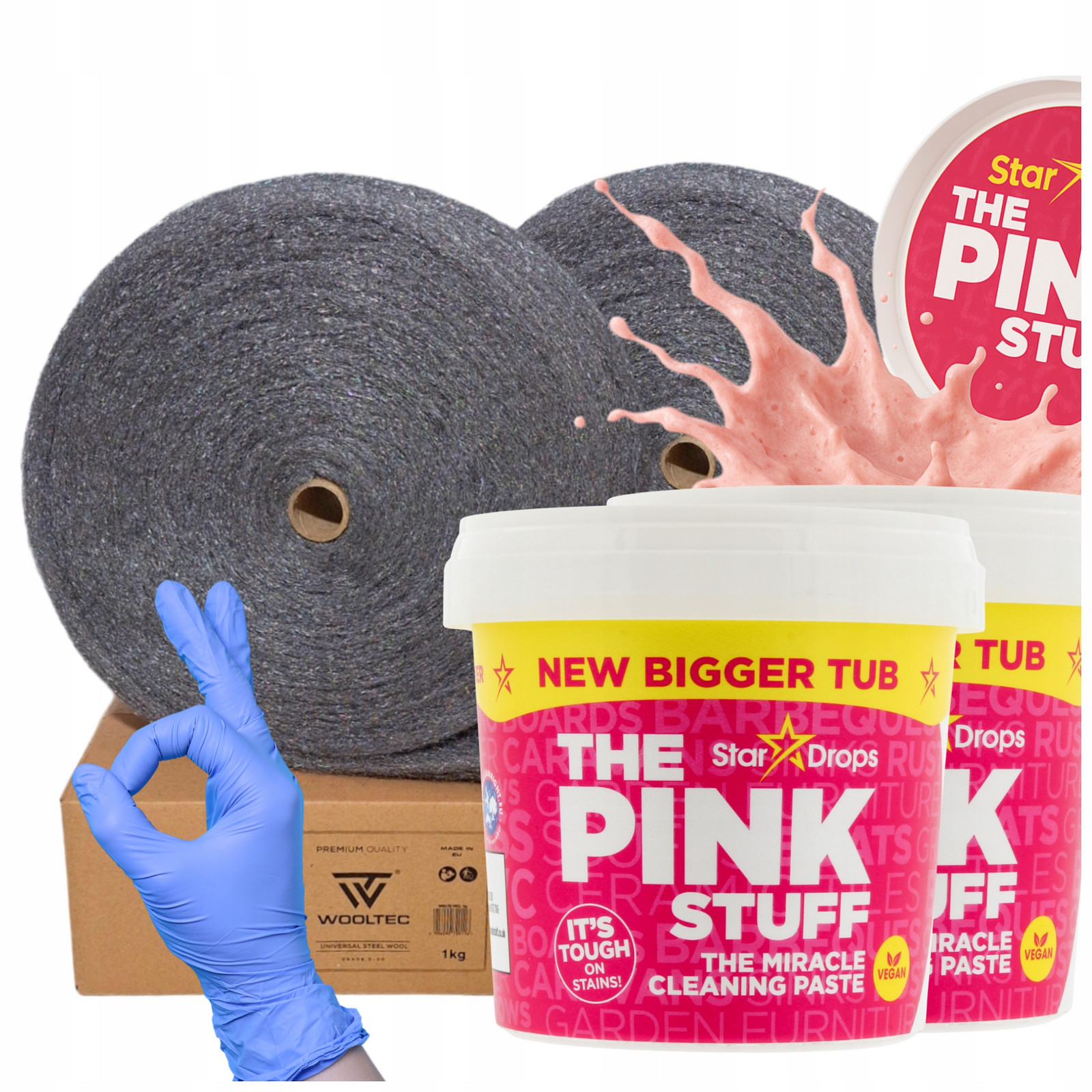 Sada na čištění pasty 2x The Pink Stuff 850 g ocelová vlna 2 kg