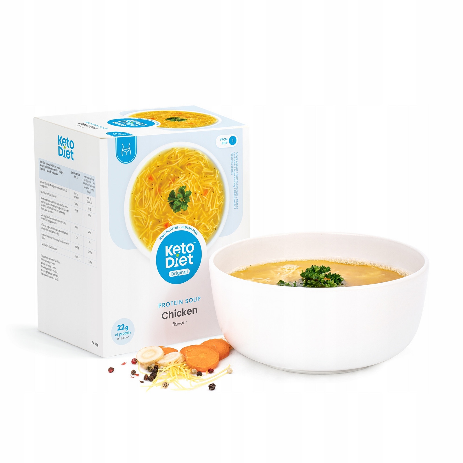 KetoDiet Proteinová polévka kuřecí s nudlemi (7 porcí)
