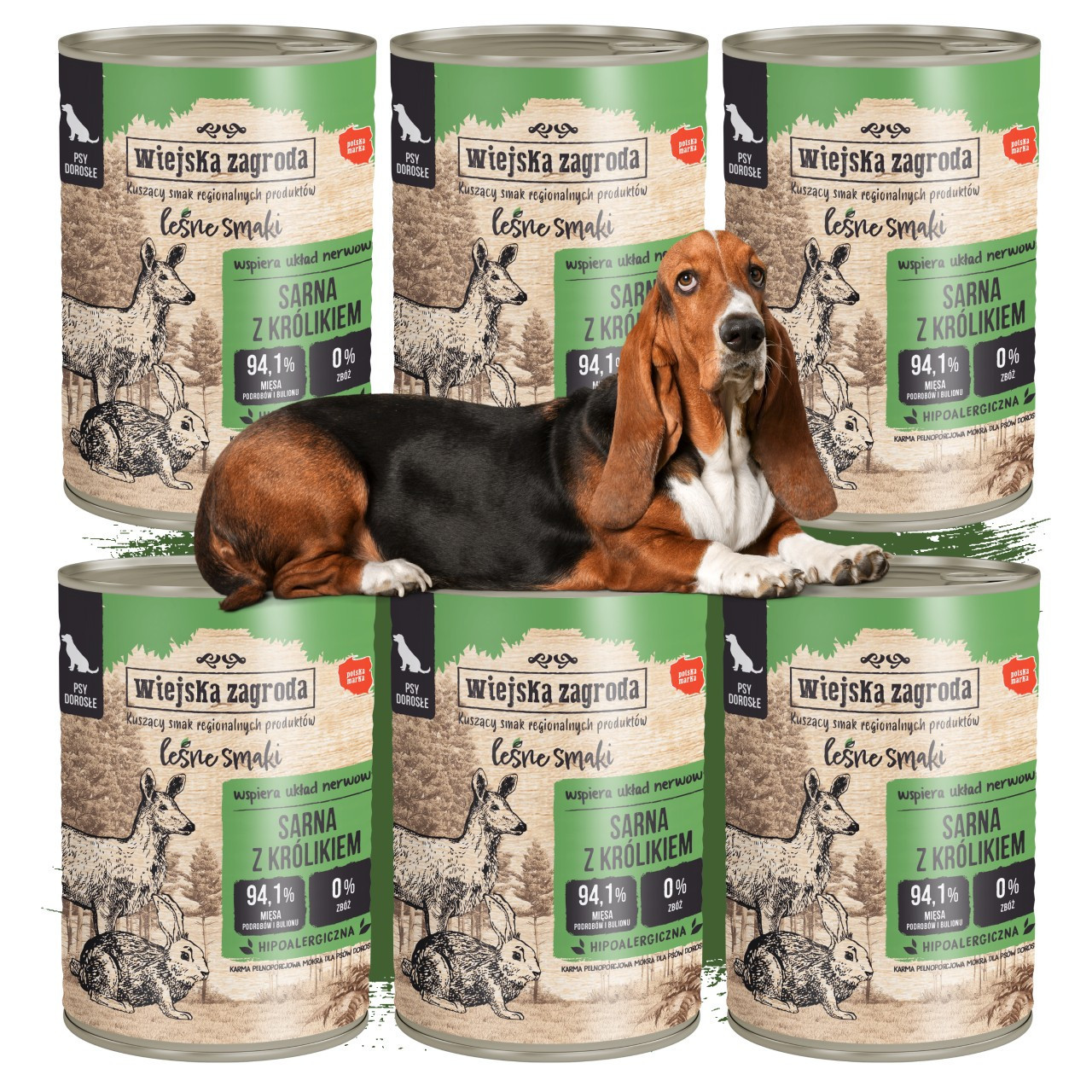 Krmivo Mokré Pro Psa Wiejska Zagroda Lesní příchutě Srna s králíkem 6 x 400 g