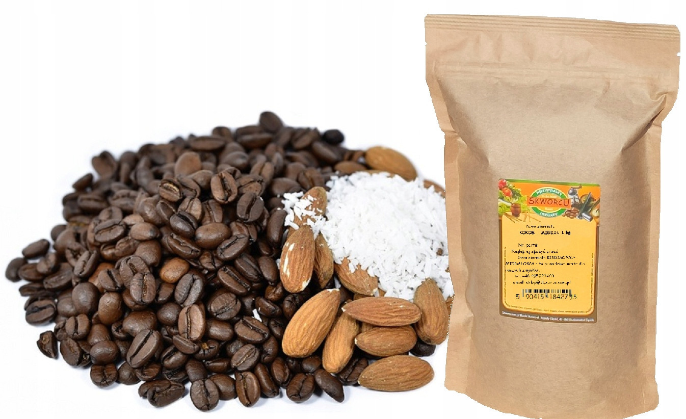 Kokos mandle káva zrnková aromatizovaná 1 kg Velké Balení