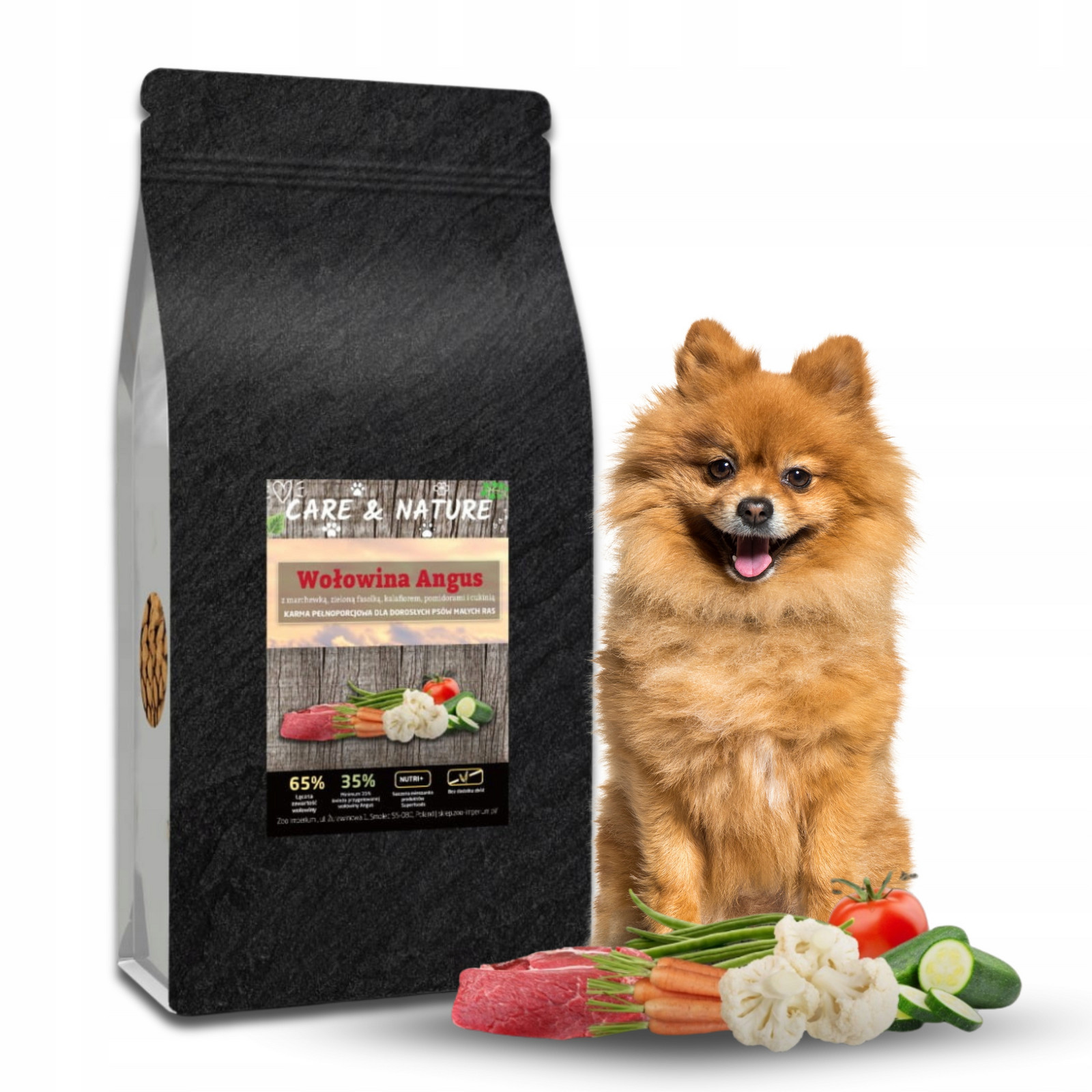 Suché Krmivo pro psa Hypoalergenní Care and Nature Hovězí maso Angus 65% 12 kg