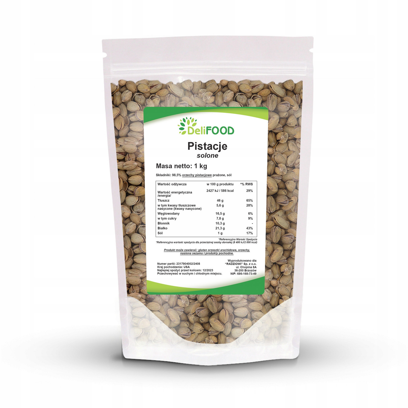 Pistácie Solené Pražené 1 Kg 1000 G Velké Čerstvé Přírodní Premium Delifood