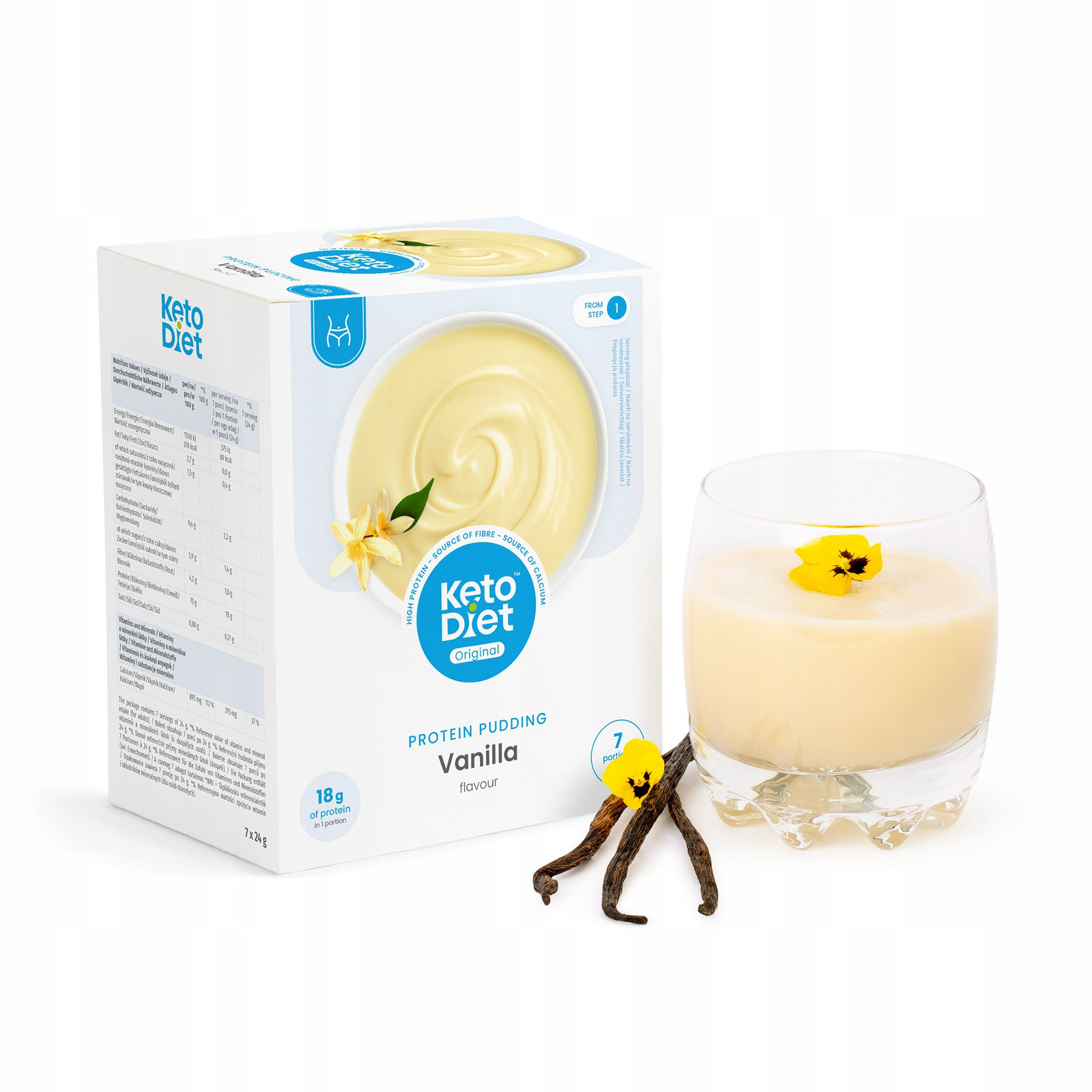 KetoDiet Proteinový pudink příchuť vanilka (7 porcí)