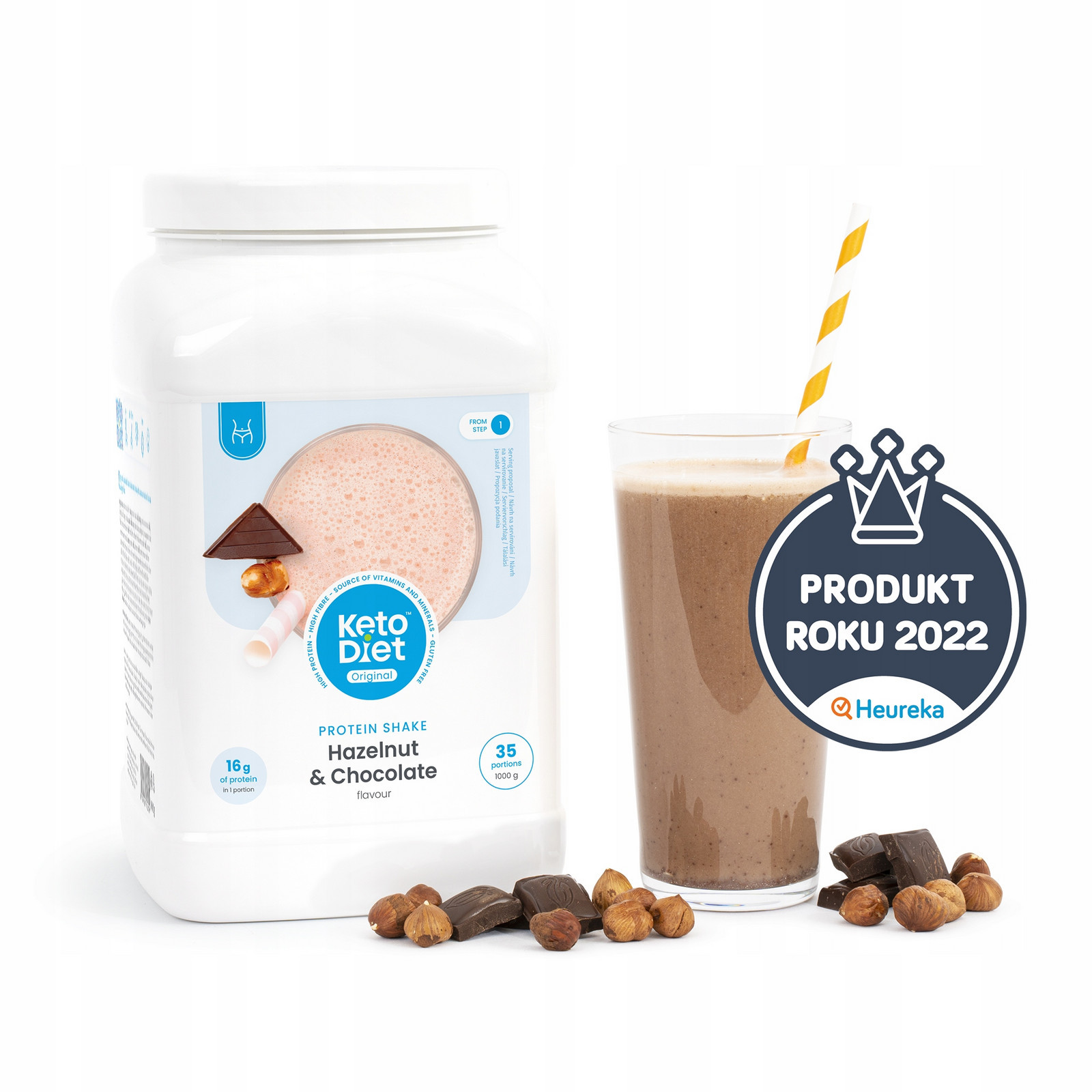 KetoDiet Proteinový nápoj příchuť lískový oříšek a čokoláda (35 porcí)