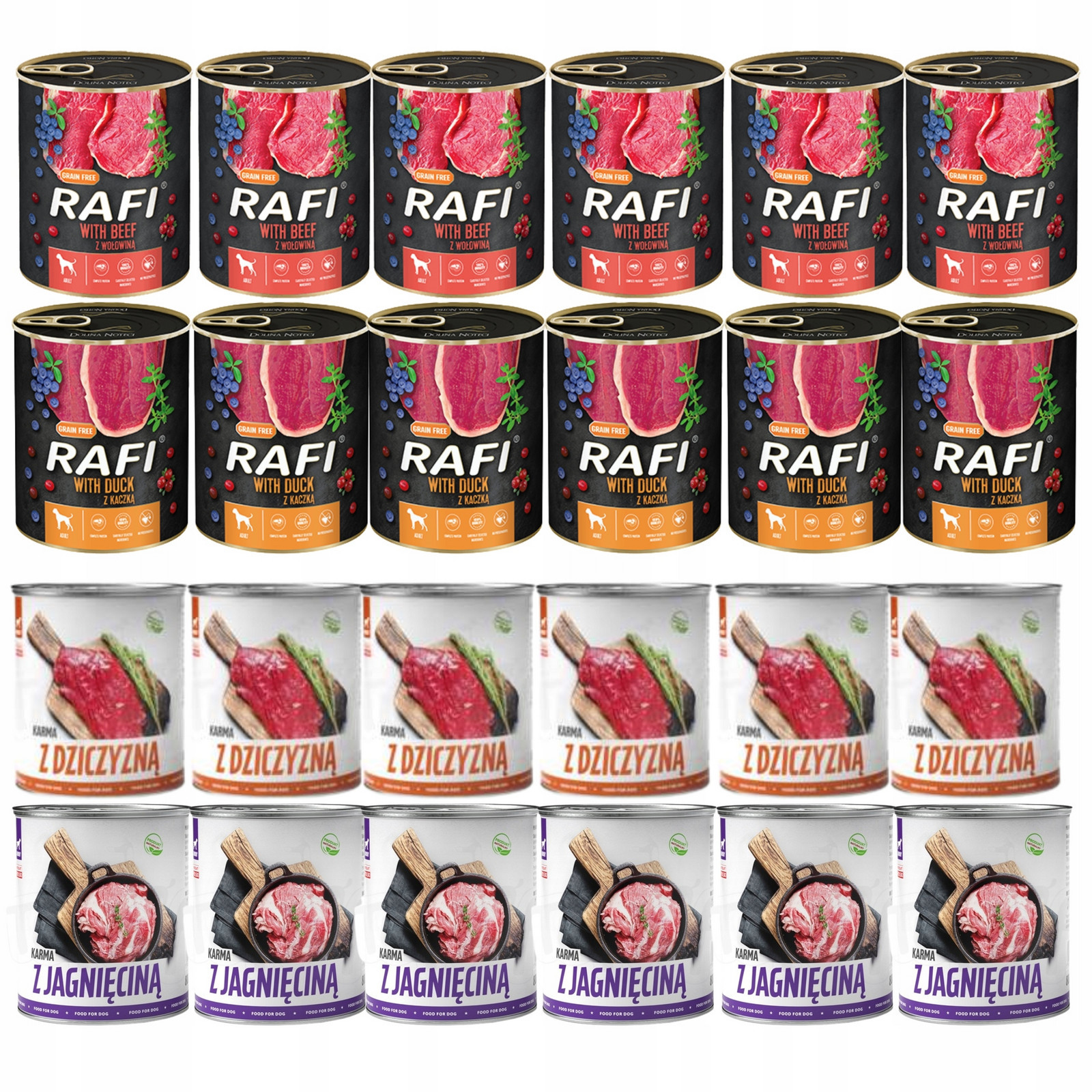 Set Rafi Tuf-tuf krmivo mokré Pro Psa v konzervách 24x800g MIX Chutí