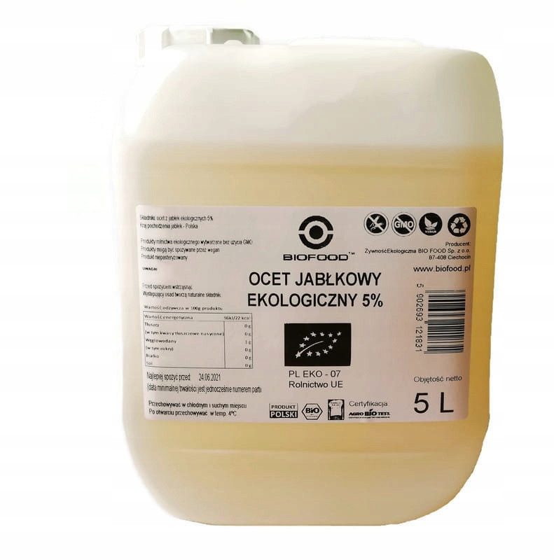 Jablečný Ocet 5 % Nefiltrovaný Bio 5 L Horeca (bio Food)