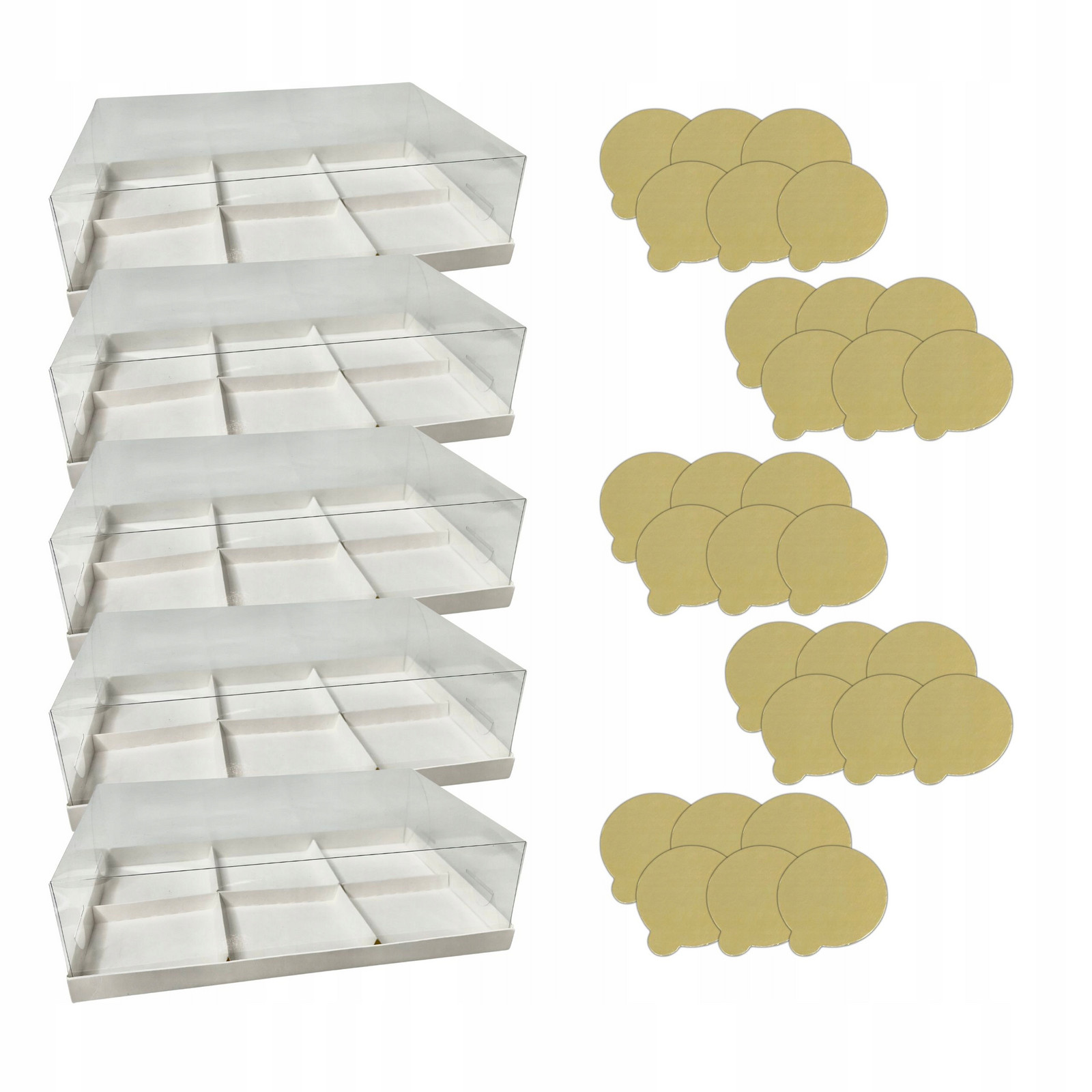 Set Krabička na 6 monoporcí 29x19x8 cm bílá Podložky banketové Zlaté