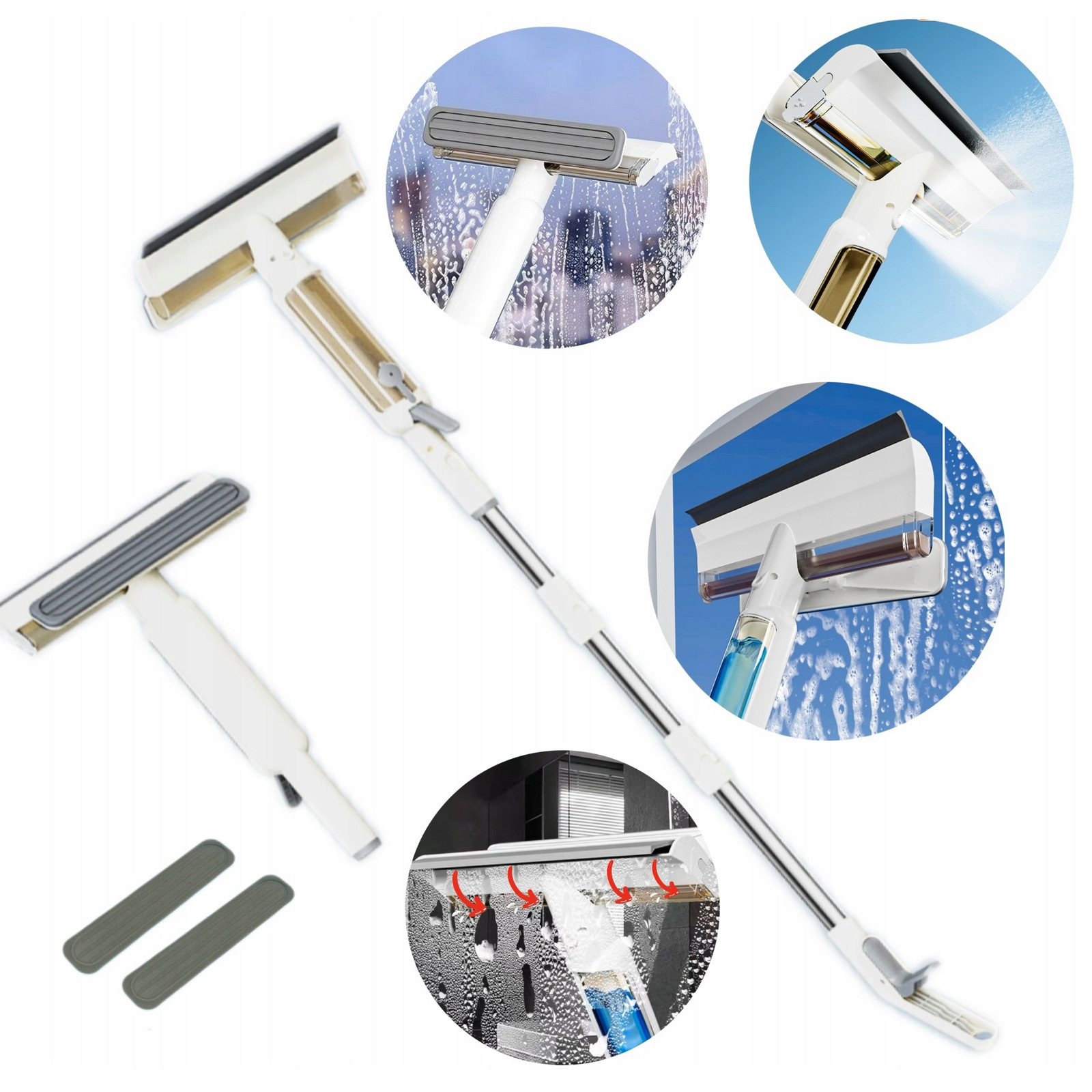 Mop se stěrkou na okna Teleskopická násada Záchytný box N v 1