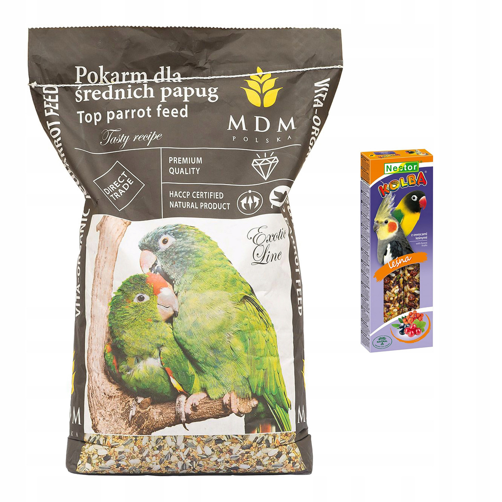 Krmivo pro střední papoušky 10 kg MDM Premium Pś Lesní baňka pro papoušky