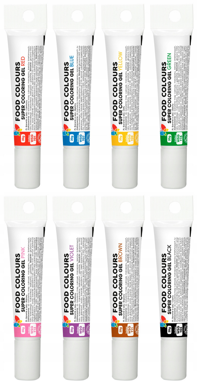 Sada 8x Potravinářská barviva v Gelu MIX barev 8x20g Food Colours