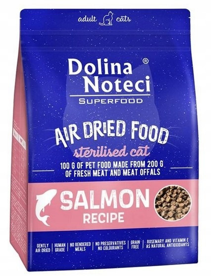 Dolina Noteci Superfood Air Dried Cat Sterilised Lososové jídlo 1kg
