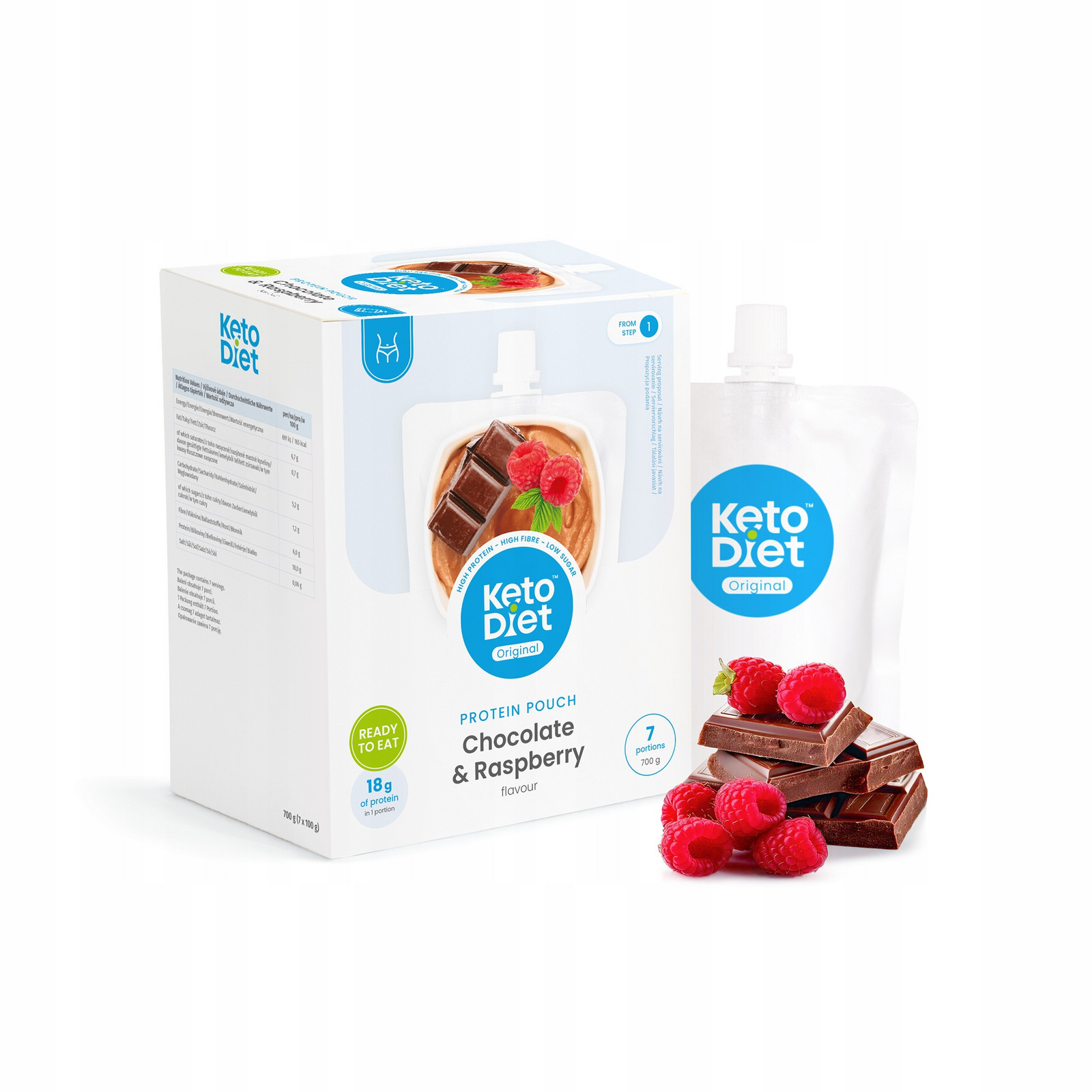 KetoDiet Proteinová kapsička příchuť čokoláda a malina (7 porcí)