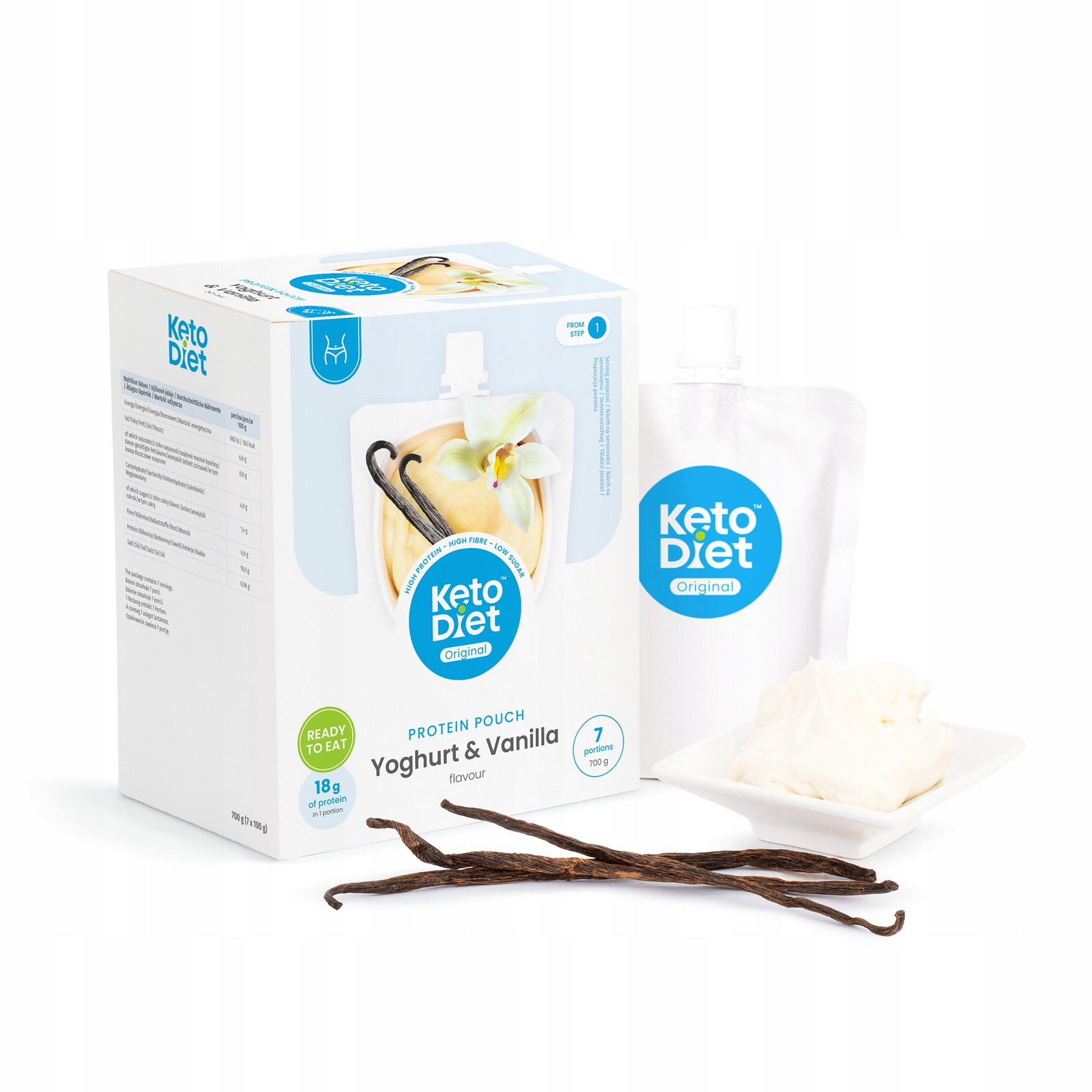 KetoDiet Proteinová kapsička příchuť vanilka a jogurt (7 porcí)